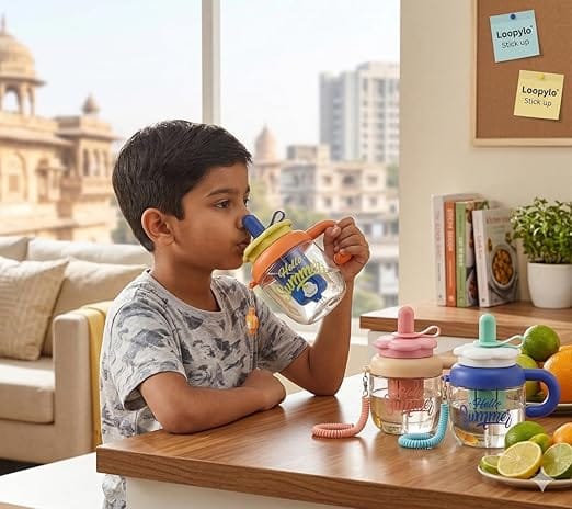 Kids Coloful Sipper with Straw & Handle 600 ML - Premium - Image 7