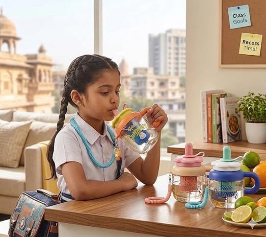 Kids Coloful Sipper with Straw & Handle 600 ML - Premium - Image 6