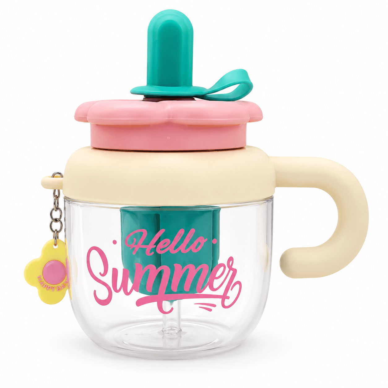 Kids Coloful Sipper with Straw & Handle 600 ML - Premium - Image 2