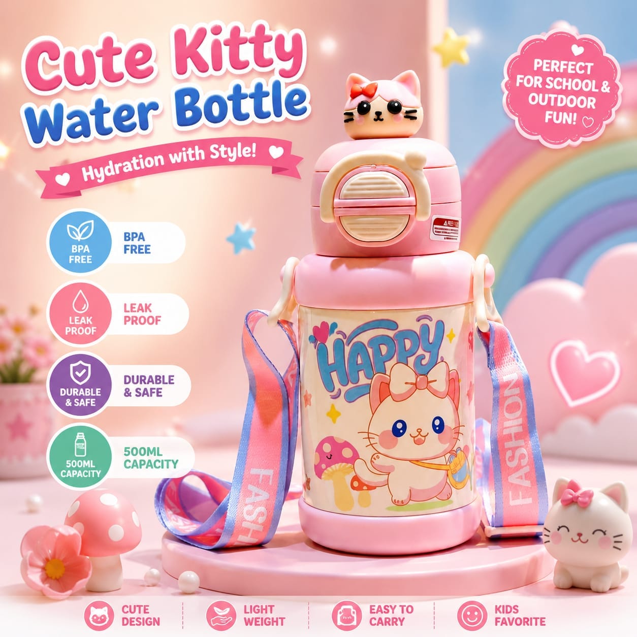 Kids Classy School Water Bottle Hot & Cold - Premium 2 In One - Image 8