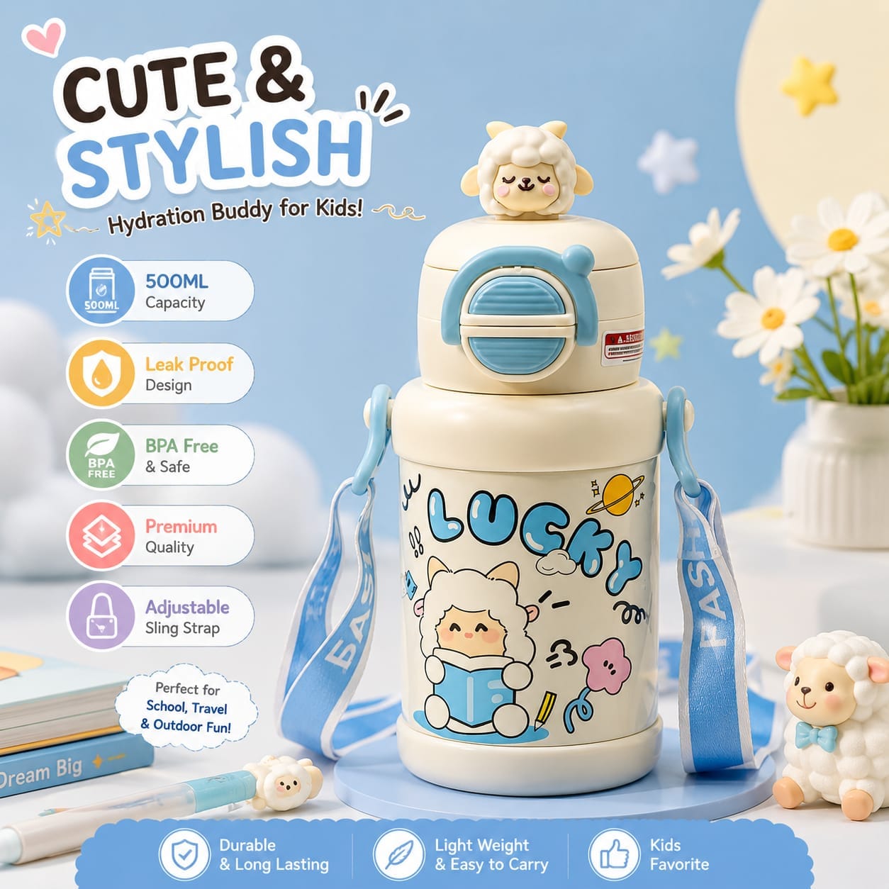 Kids Classy School Water Bottle Hot & Cold - Premium 2 In One - Image 14